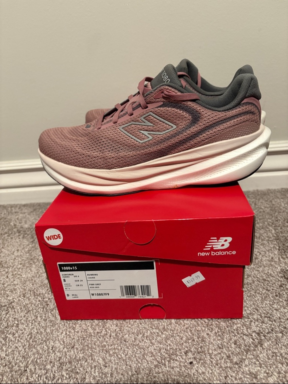 New Balance Women’s 1080 Sneakers - Dusty Rose and Gray